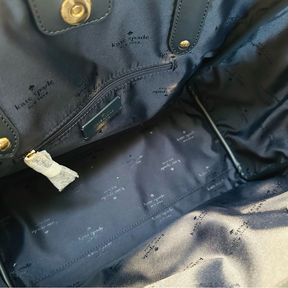 Kate Spade Navy Flower Jacquard Medium Tote Bag used very gently - Picture 8 of 13